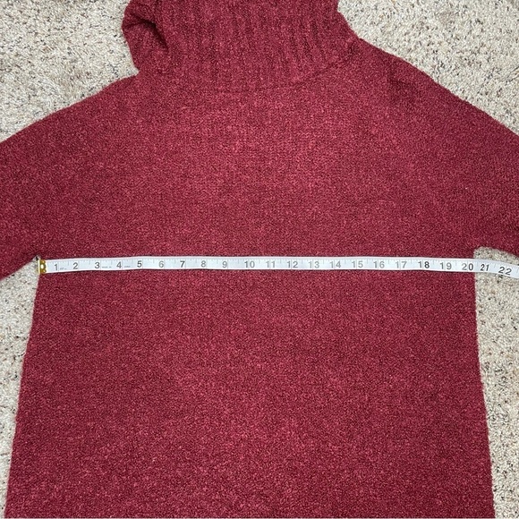 Elan Burgundy Maroon Wool Blend Turtleneck Lace Up Sleeve Sweater Medium - Picture 9 of 10